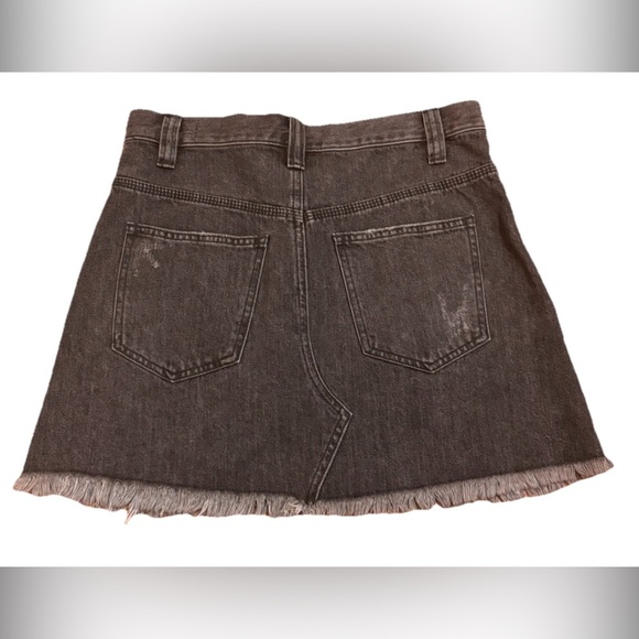 Free People Sidecar Mini Denim Skirt Sanded Black Size 27 New With Tags - Picture 4 of 10